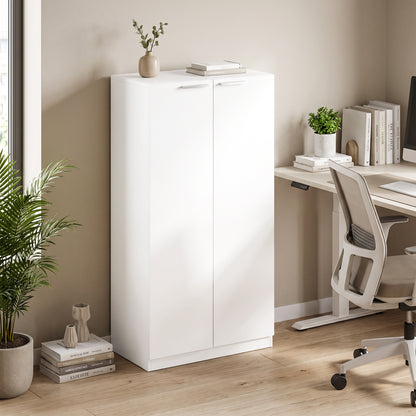 HOMCOM 120 cm Tall Storage Cabinet Cupboard, 3-Tier File Organiser Wooden Filing Cabinet, White