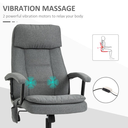 Vinsetto 2-Point Massage Office Chair Linen-Look Ergonomic Adjustable Height Rocking Comfortable Executive Seat, Grey