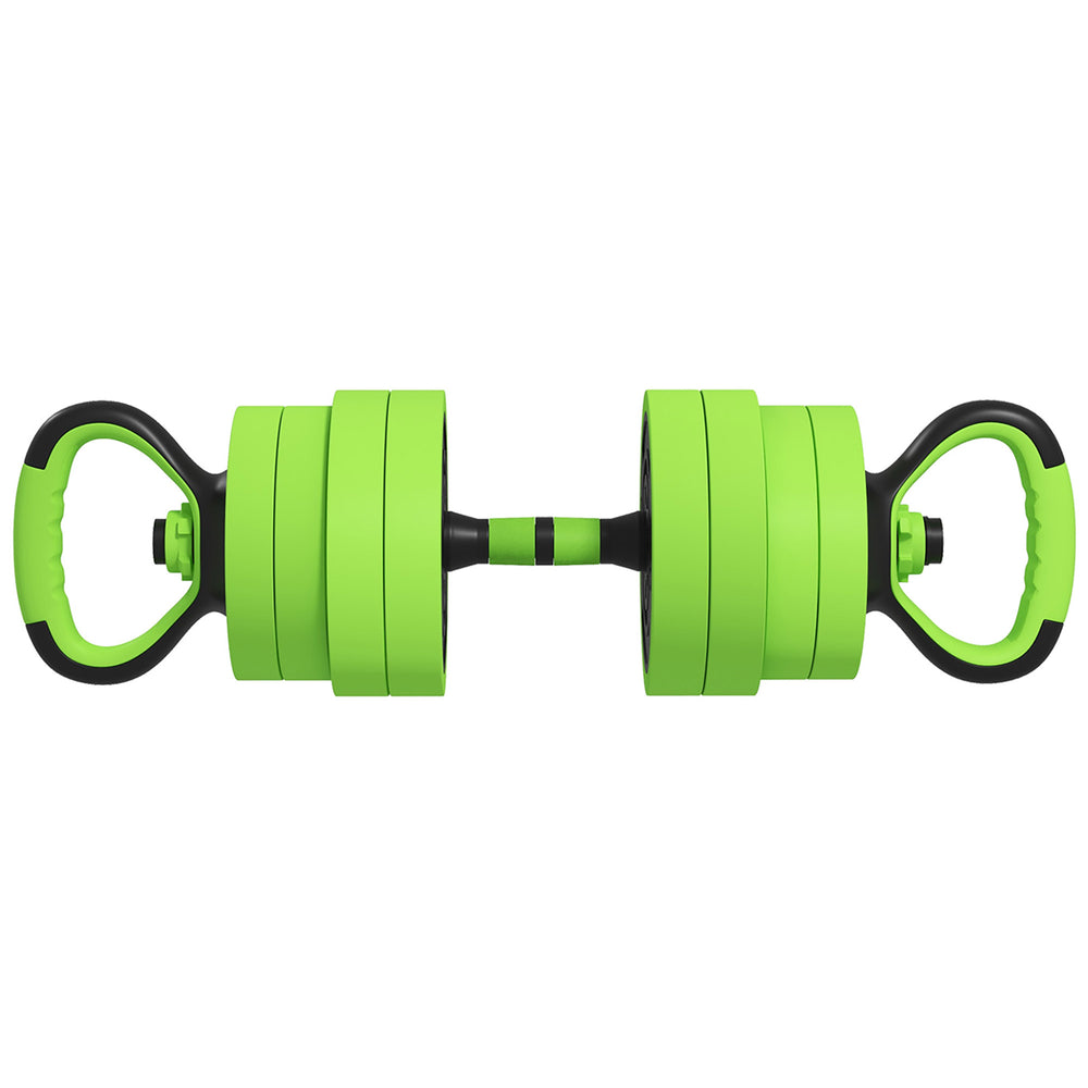 SPORTNOW 40kg 6-in-1 Adjustable Weight Dumbbells Set, Barbell, Kettlebell, Push Up Stand - Green