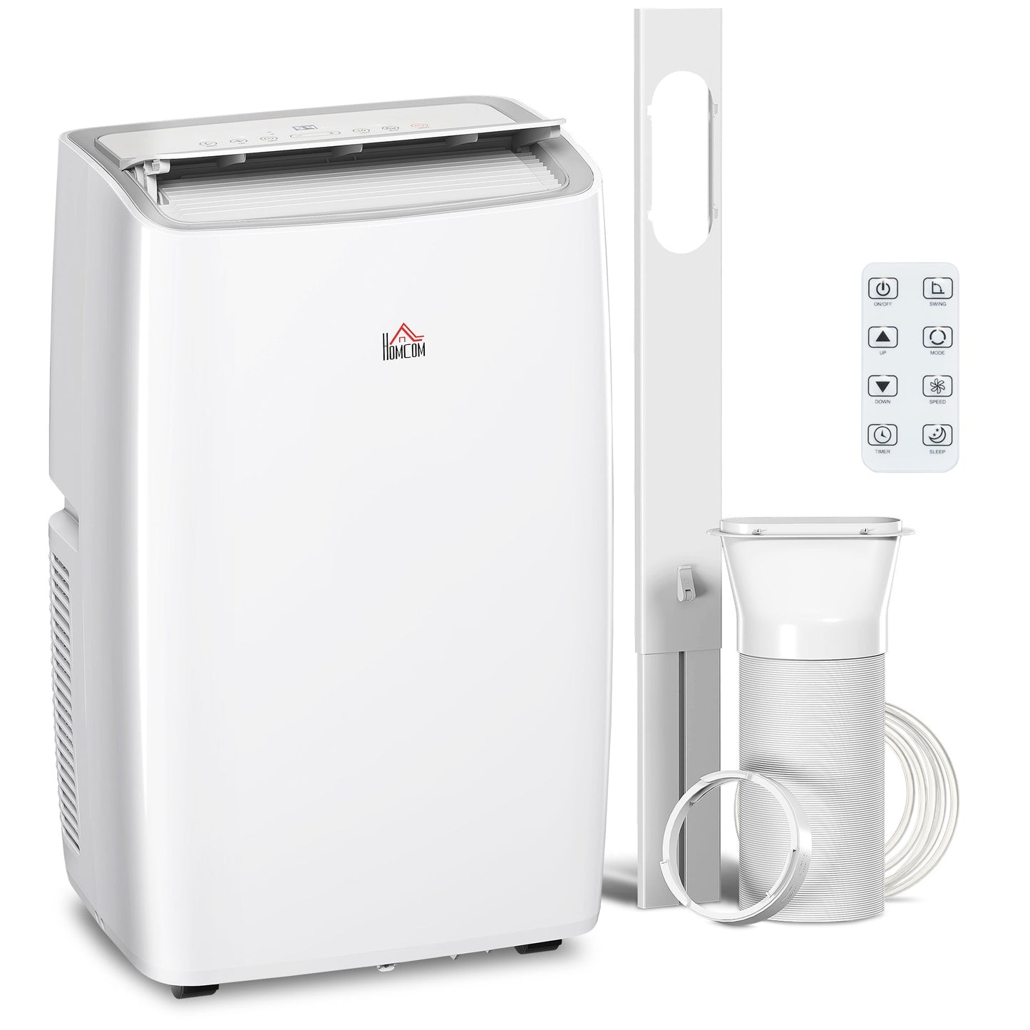 HOMCOM Portable Air Conditioner 12000 BTU, 4-in-1 Air Conditioning Unit, Dehumidifier, Cooling, Fan, Sleep Mode with 3 Speeds, Remote Control, LED Display, 24H Timer, Window Kit, Children Lock, 35m2