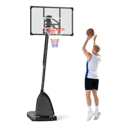 SPORTNOW 2.4-2.9m Adjustable Basketball Hoop and Stand with Weighted Base, Portable on Wheels, Black