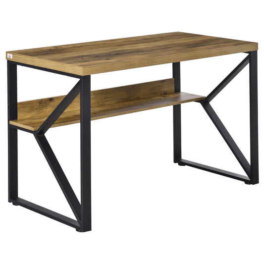 HOMCOM Computer Desk Writing Desk Home Office PC Laptop Workstation with Storage Shelf 120 x 60 x 76cm Black Brown Wood Effect