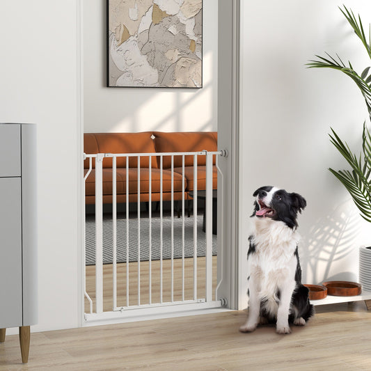 PawHut Extra Wide Dog Safety Gate, with Door Pressure, for Doorways, Hallways, Staircases - White