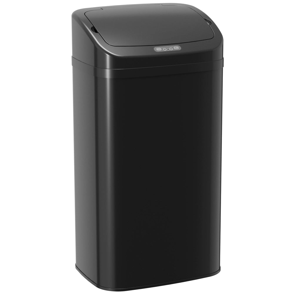 HOMCOM 48L Galvanised Steel Sensor Bin - Black