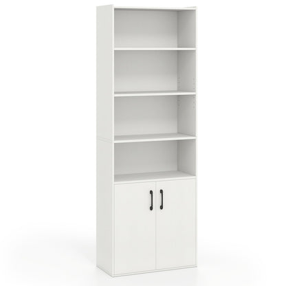 6-tier Modern Style Bookcase with Adjustable Shelves-White