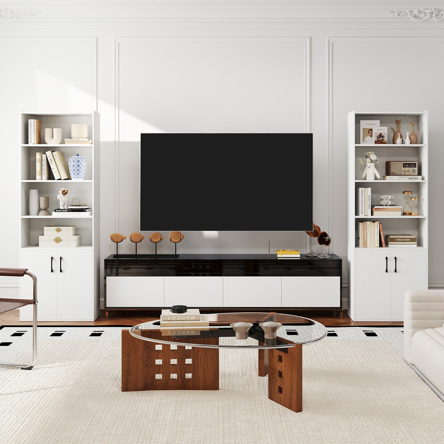 6-tier Modern Style Bookcase with Adjustable Shelves-White