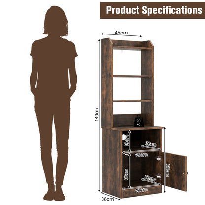 6-Tier Nightstand with Charging Station Bedside Tables Tall Night Stands-Rustic Brown