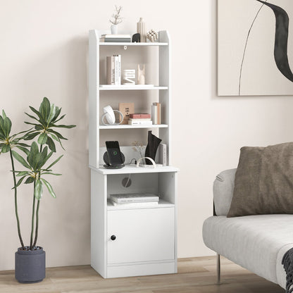 6-Tier Nightstand with Charging Station Bedside Tables Tall Night Stands-White