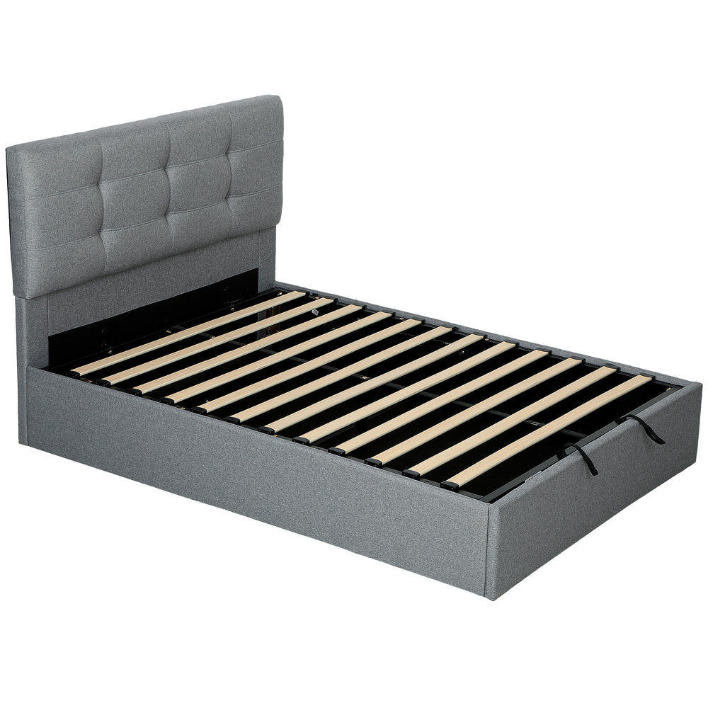 HOMCOM 4ft6 Double Ottoman Bed with Gas Lift Storage - Grey