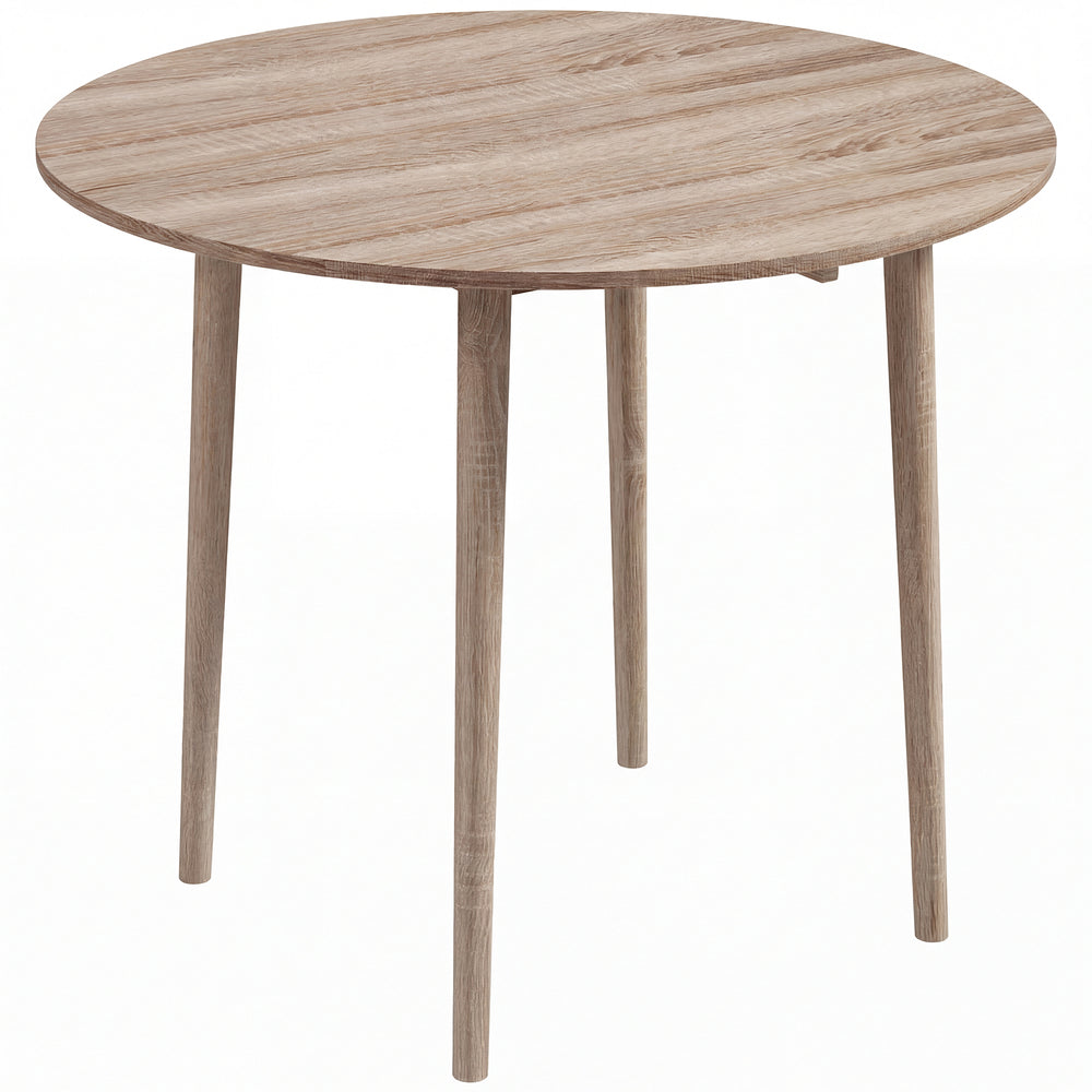 HOMCOM Folding Dining Table for 4, Round Drop Leaf Table, Modern Space Saving Small Kitchen Table with Wood Legs for Dining Room, Natural