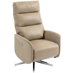 HOMCOM Power Recliner Chair, Swivel Electric Reclining Chair with Type C+USB, Recliner Armchair with Footrest, Brown