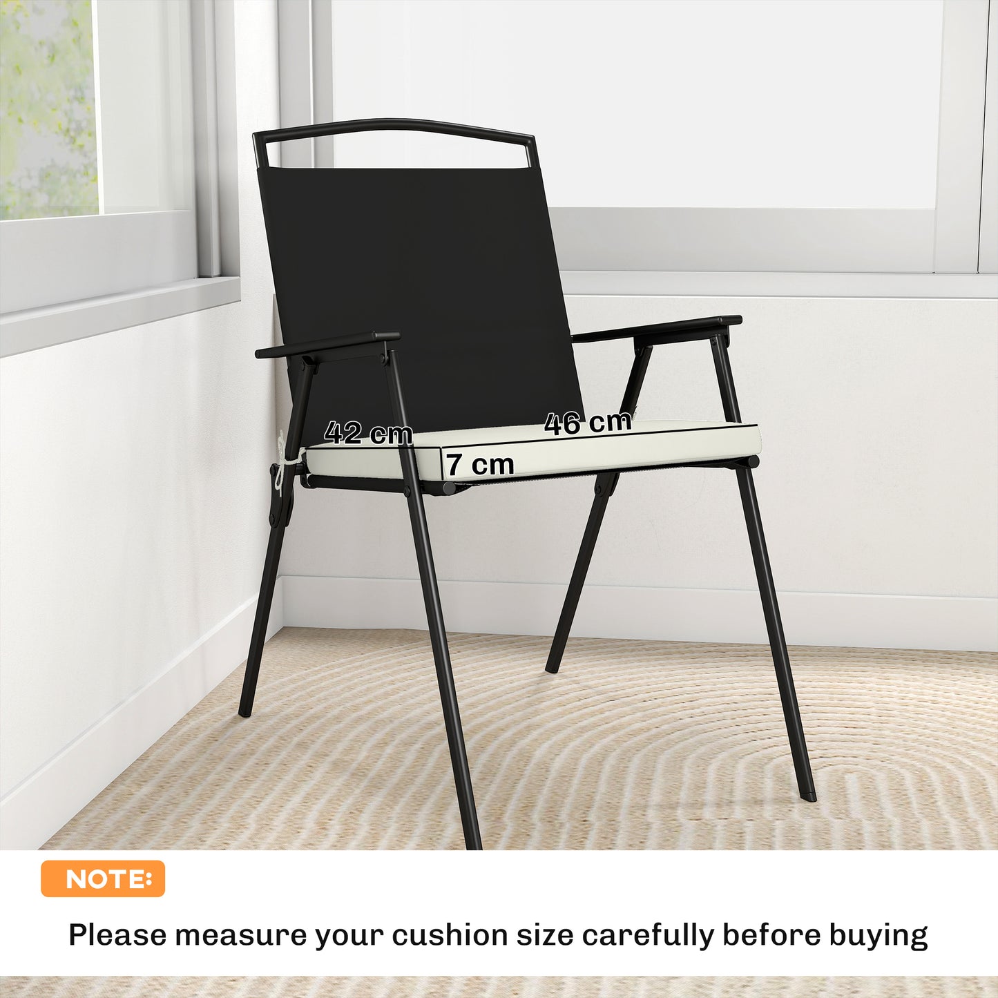 Outsunny Set of 6 Outdoor Seat Cushions with Machine Washable Cover, Water Repellent Seat Cushions Cream White
