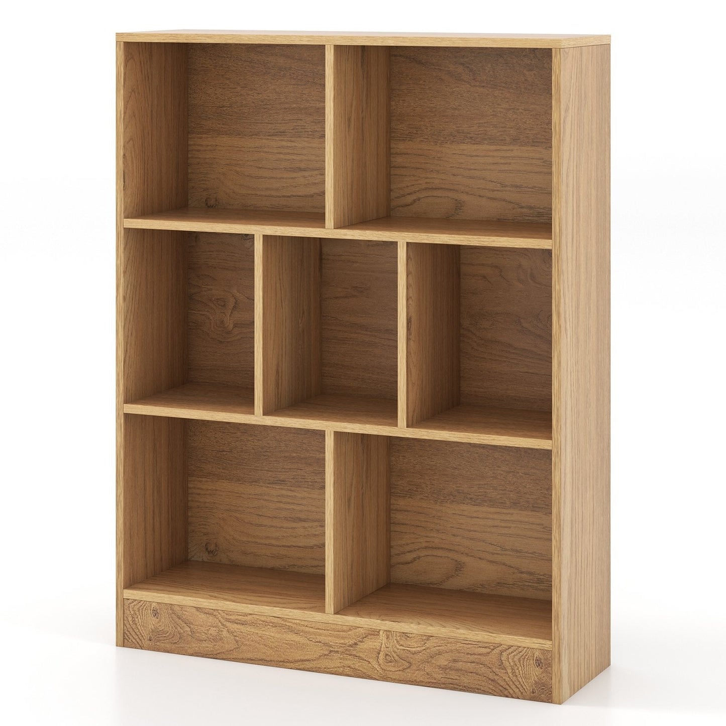 7-Cube Bookshelf with 2 Anti-Tipping Kits for Living Room and Kid’s Room-Natural