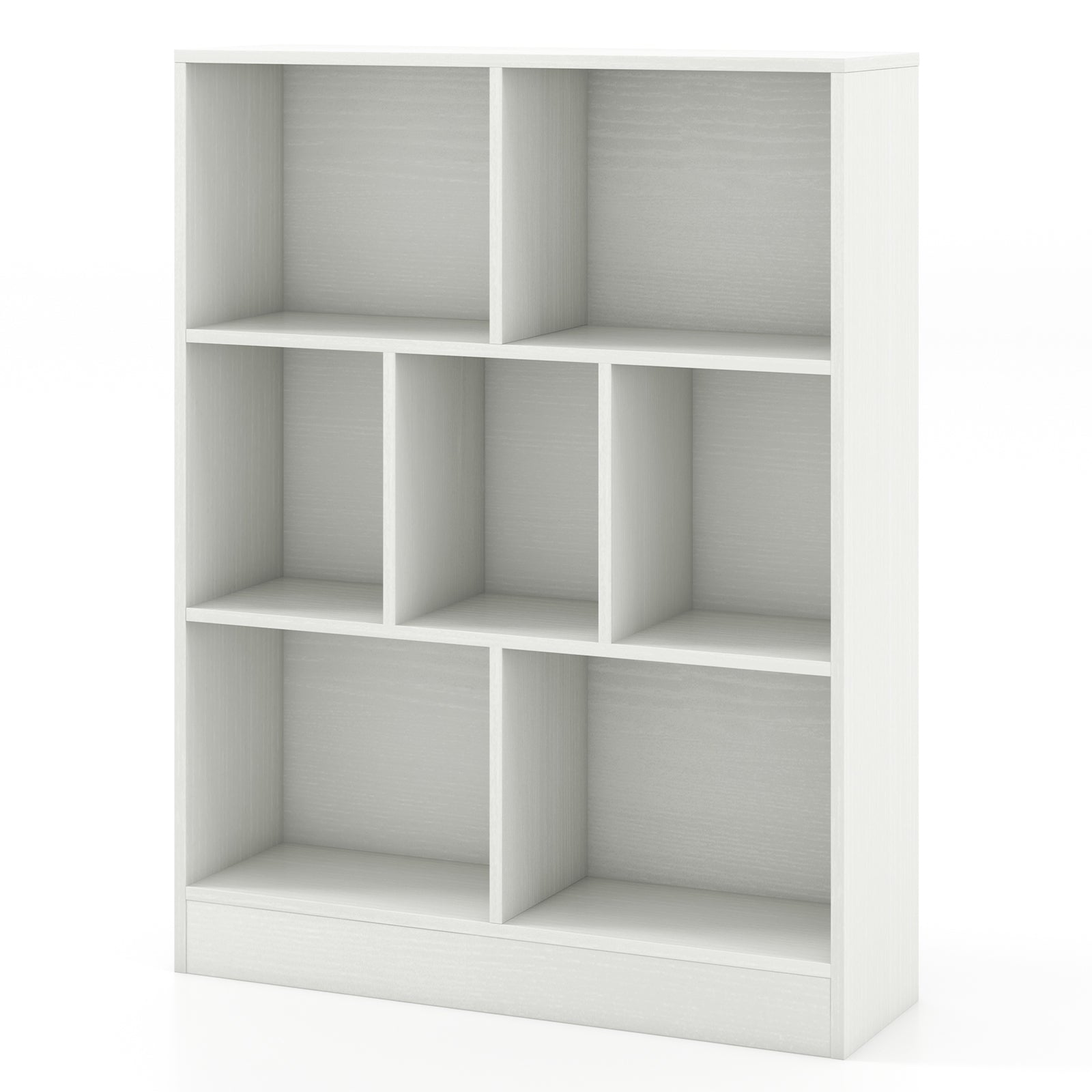 7-Cube Bookshelf with 2 Anti-Tipping Kits for Living Room and Kid’s Room-White
