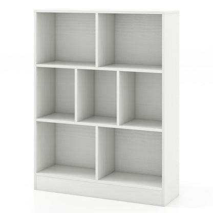 7-Cube Bookshelf with 2 Anti-Tipping Kits for Living Room and Kid’s Room-White