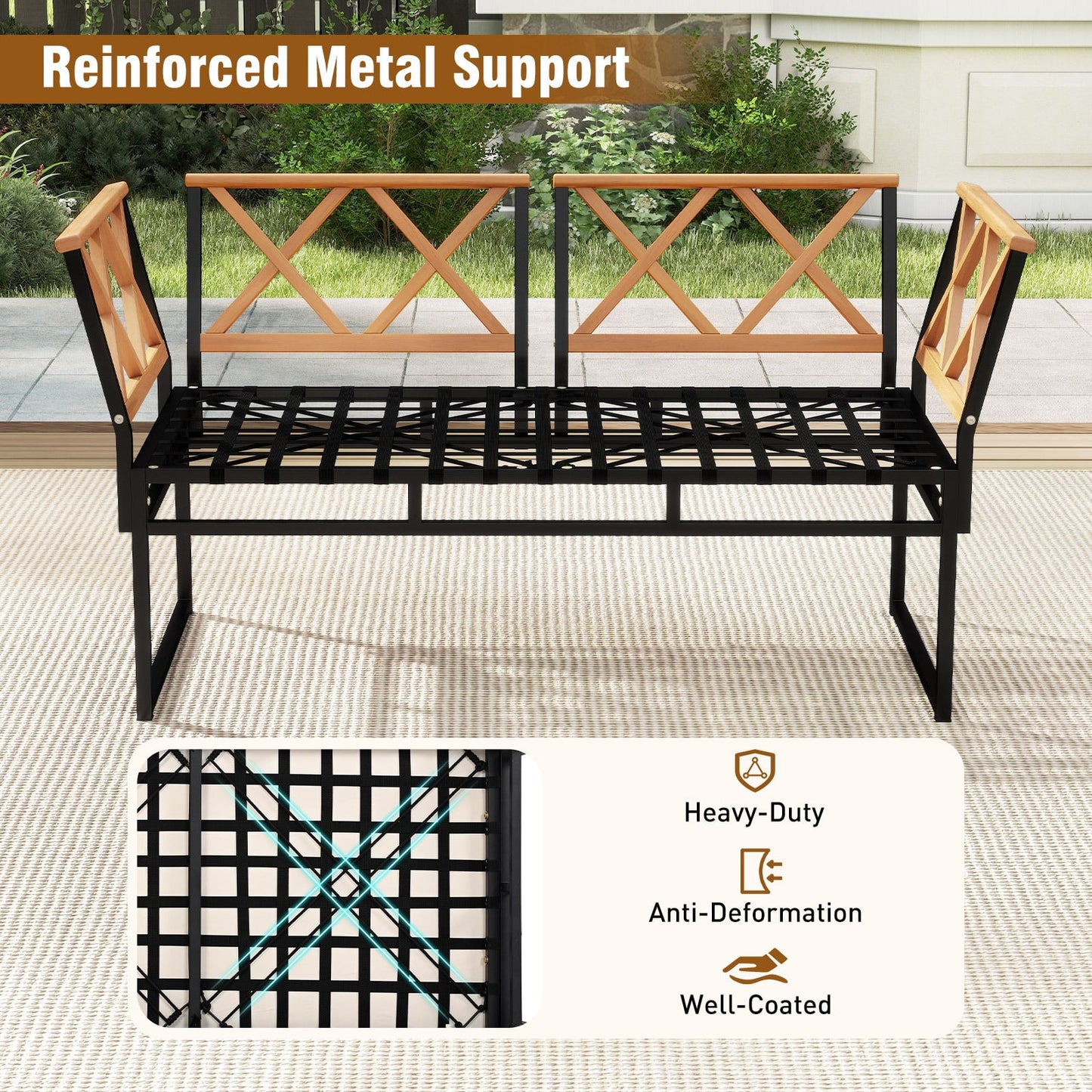 7 Piece Outdoor Conversation Set with Ottomans for Porch-Beige