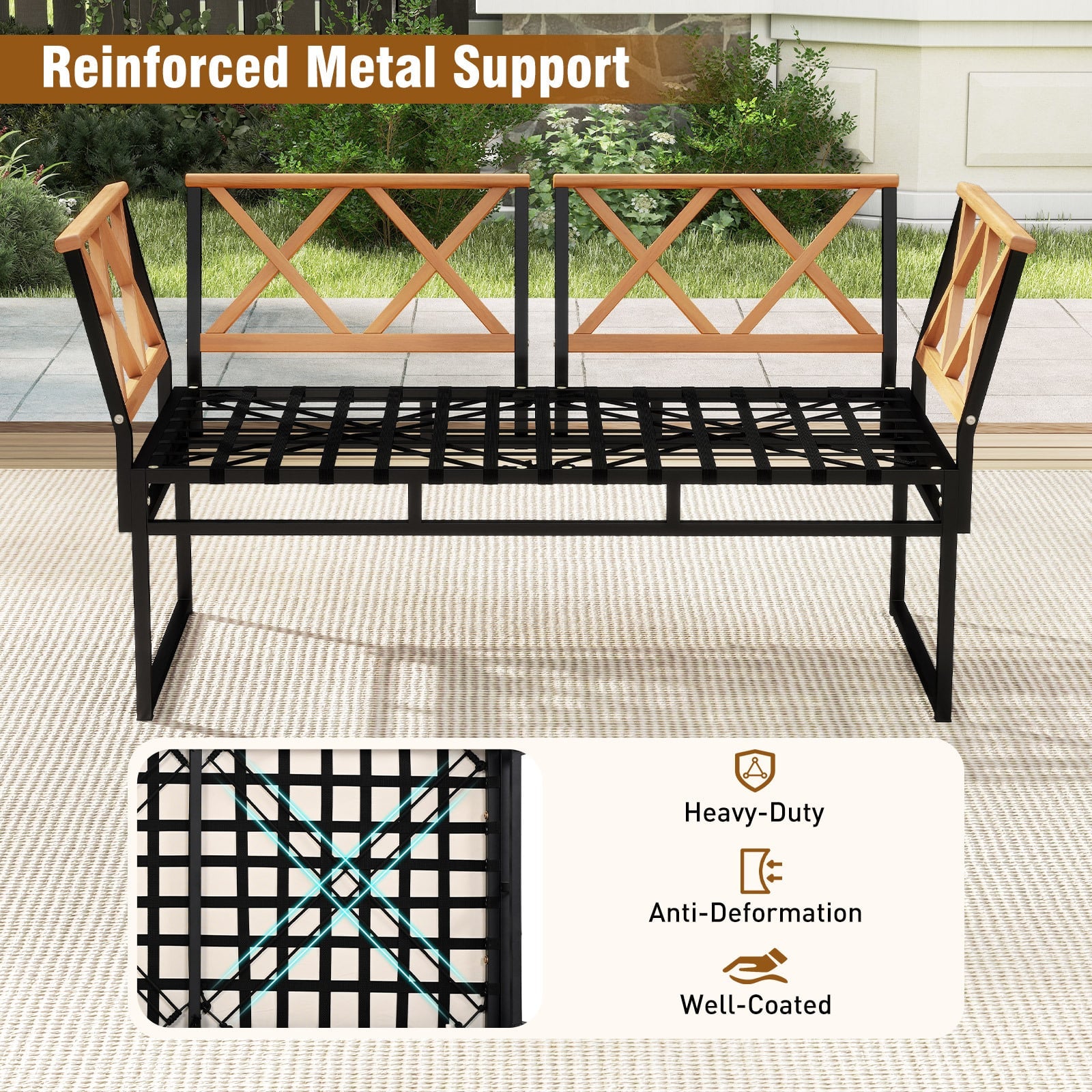 7 Piece Outdoor Conversation Set with Ottomans for Porch-Beige