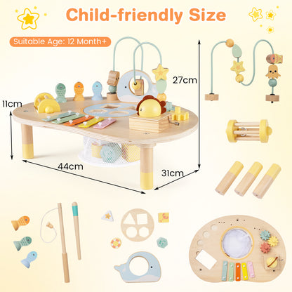 7-in-1 Toddler Activity Table with Bead Maze and Music Box