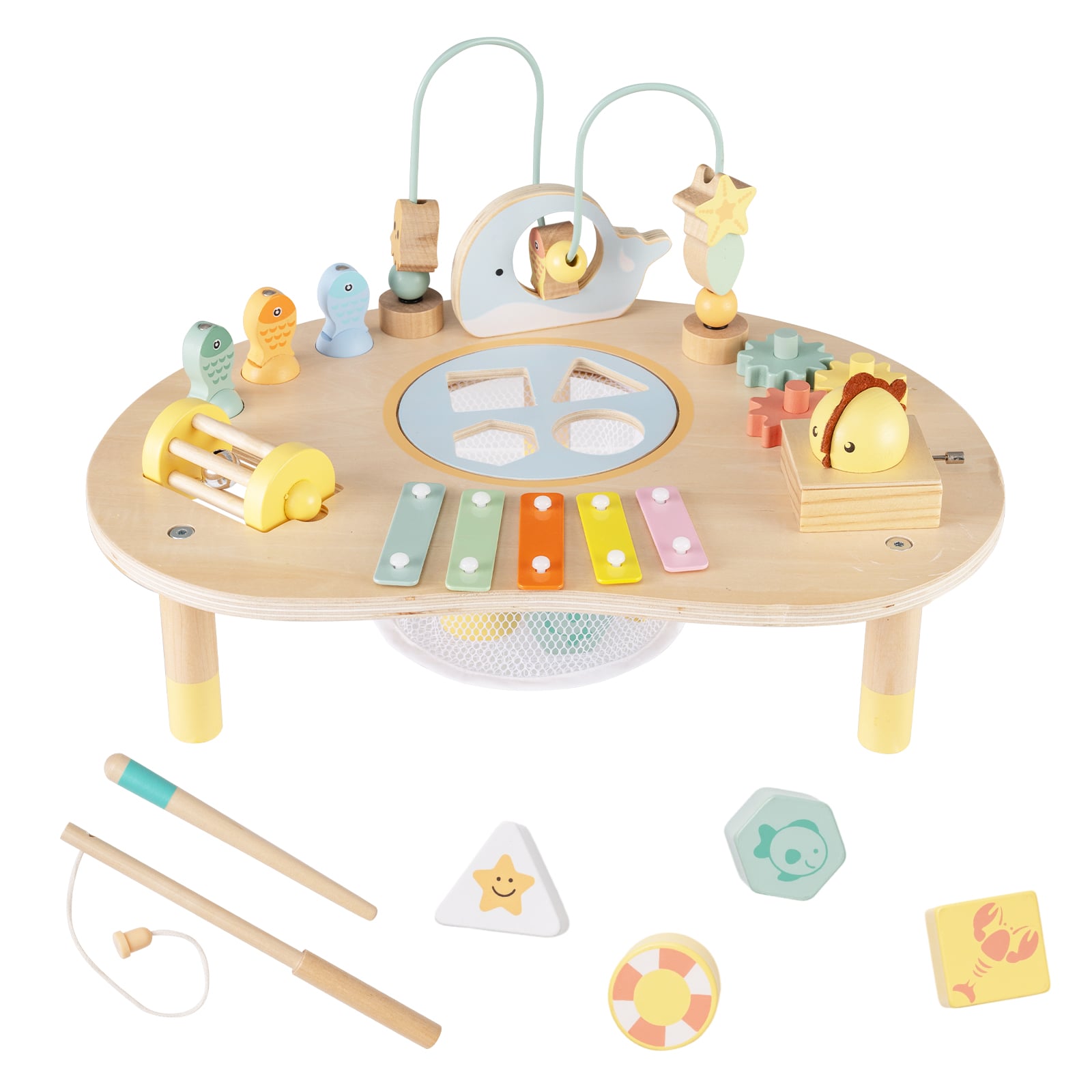 7-in-1 Toddler Activity Table with Bead Maze and Music Box