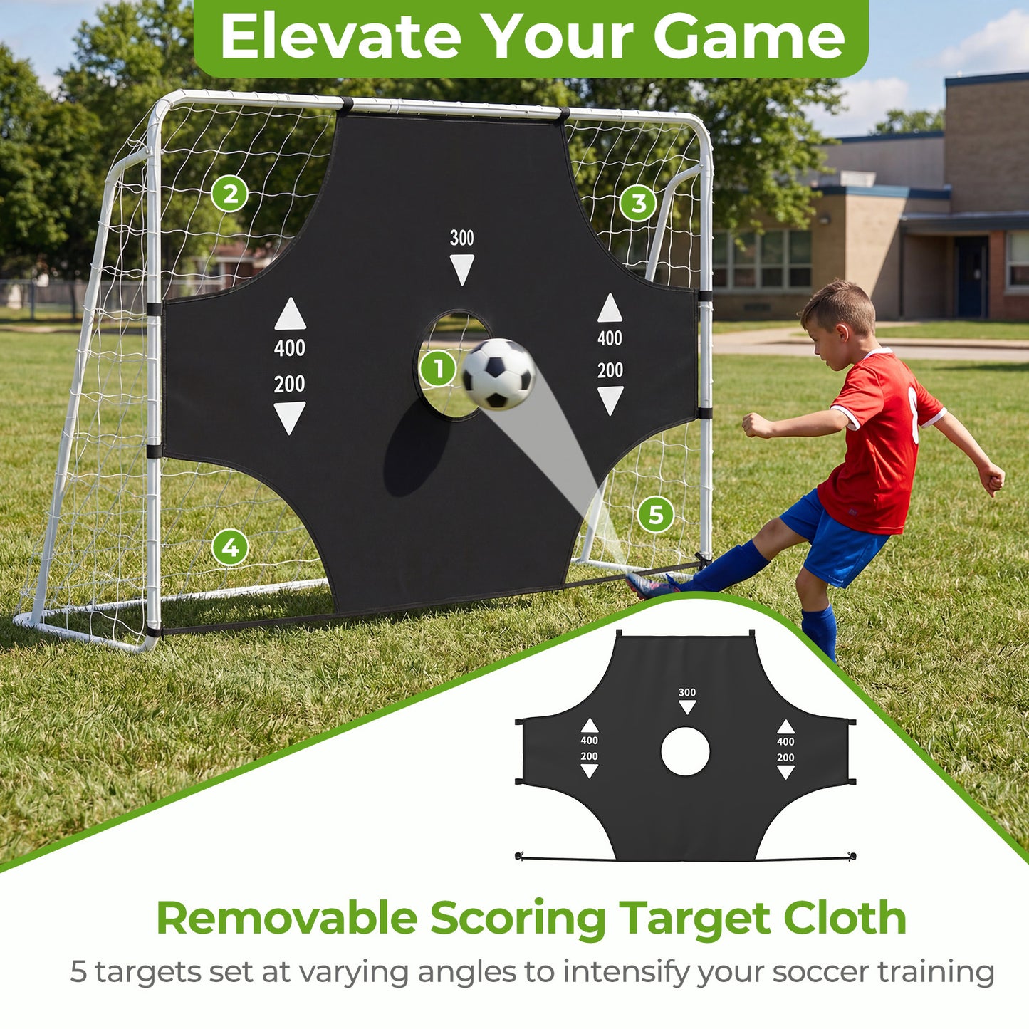 7 x 5 ft Soccer Goal Set for Backyard with Removable Target Cloth