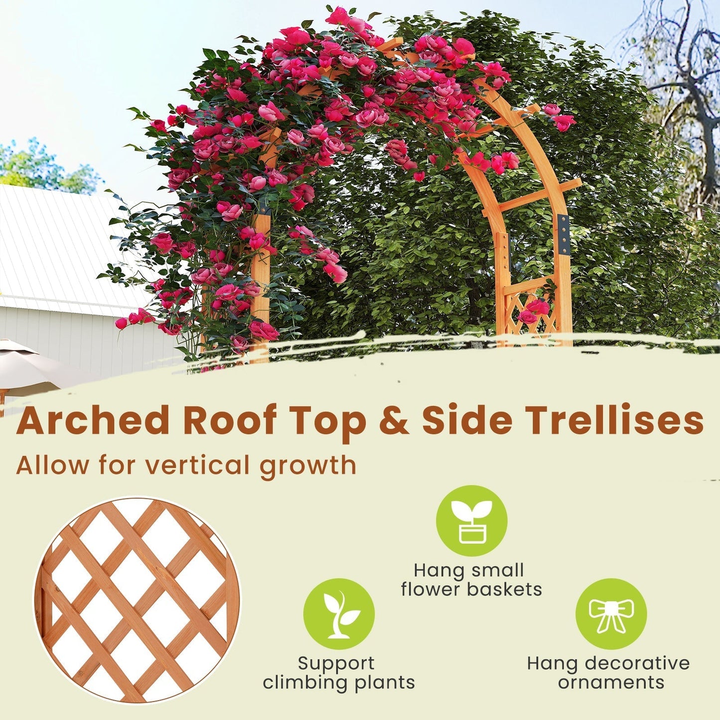 Wooden rose arch for climbing plants garden arch archway trellis climbing aid trellis