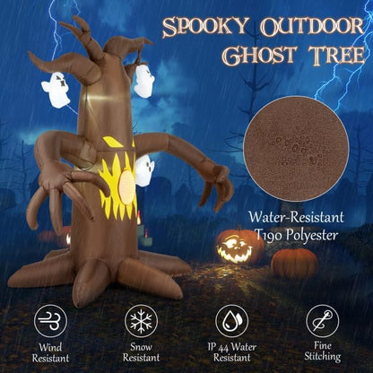 7.8 Ft Halloween Inflatables with Ghost and Dimming Infinity Mirror Light