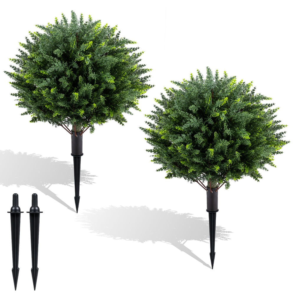 70 CM Artificial Cypress Topiary Trees Set of 2 with Ground Spikes