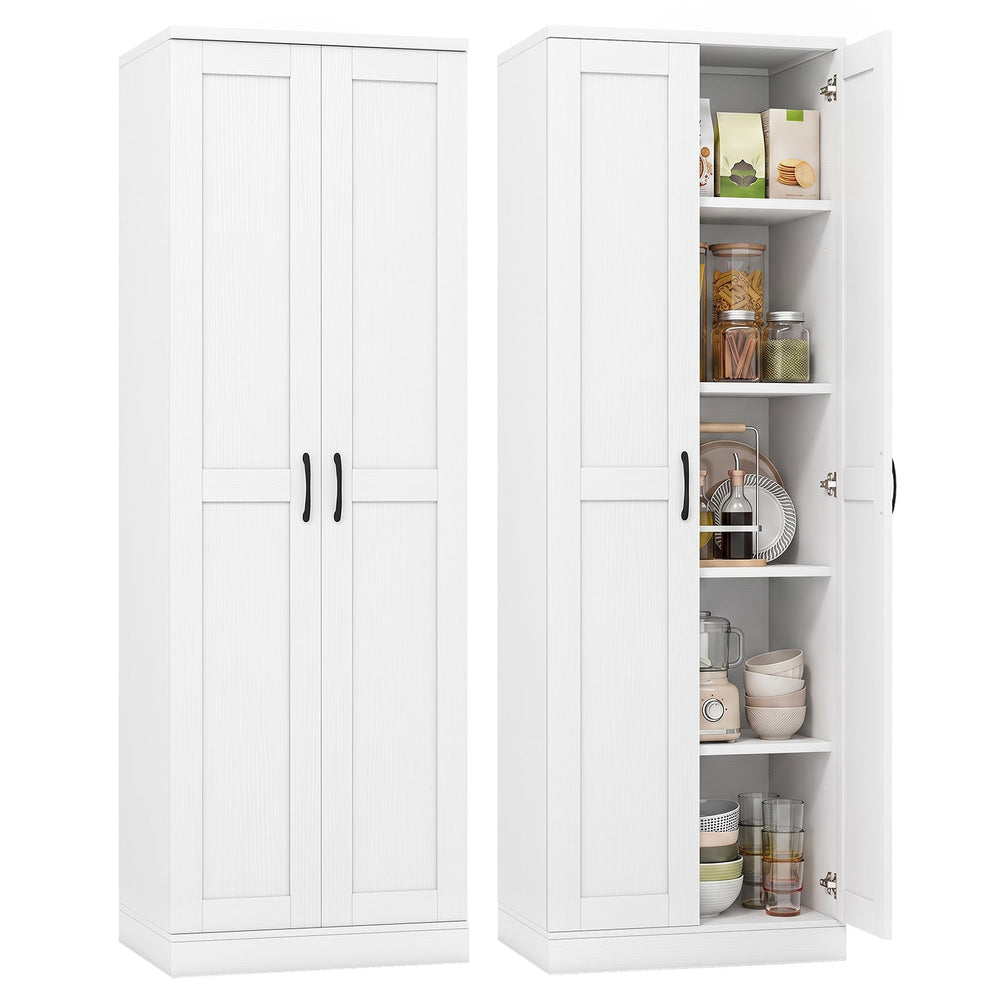 70" Tall Storage Cabinet with Doors and Adjustable Shelves for Kitchen-White