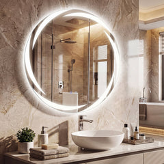 70 cm Round LED Bathroom Mirror with Memory Function