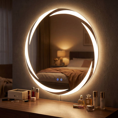 70 cm Round LED Bathroom Mirror with Memory Function