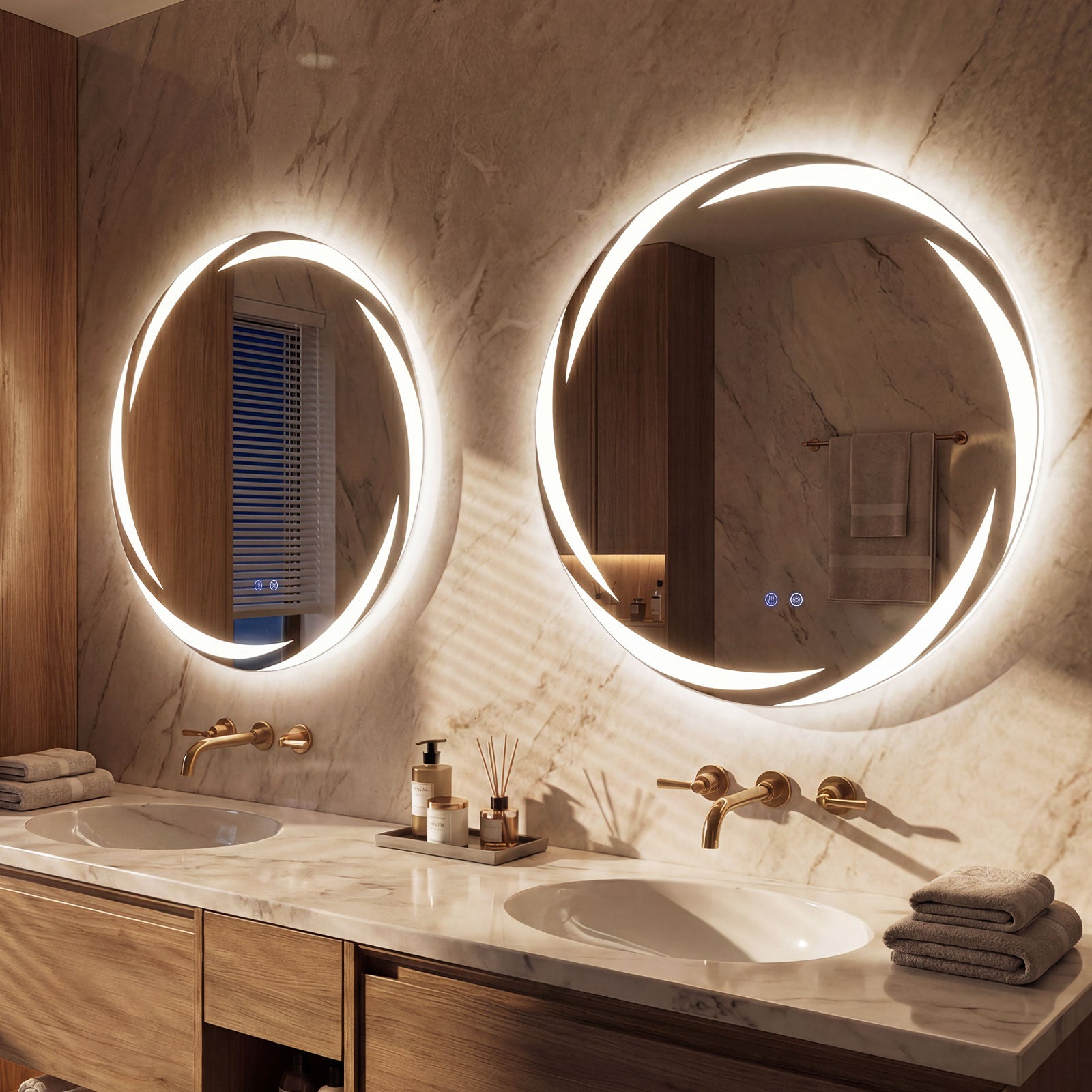 70 cm Round LED Bathroom Mirror with Memory Function
