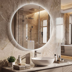 70 cm Round LED Lighted Mirror Wall Mounted Bathroom Mirror