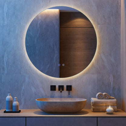 70 cm Round LED Lighted Mirror Wall Mounted Bathroom Mirror