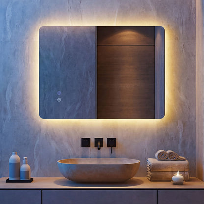 70 cm x 50 cm Rectangle LED Lighted Mirror Wall Mounted Mirror