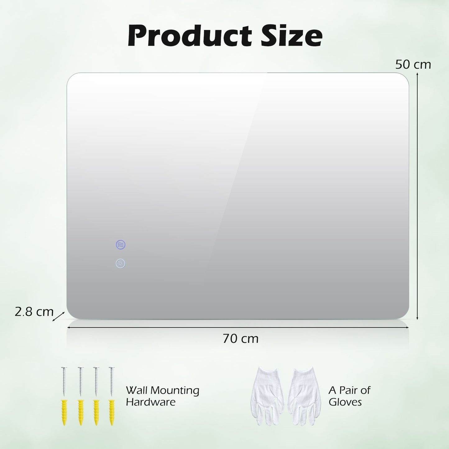 70 cm x 50 cm Rectangle LED Lighted Mirror Wall Mounted Mirror
