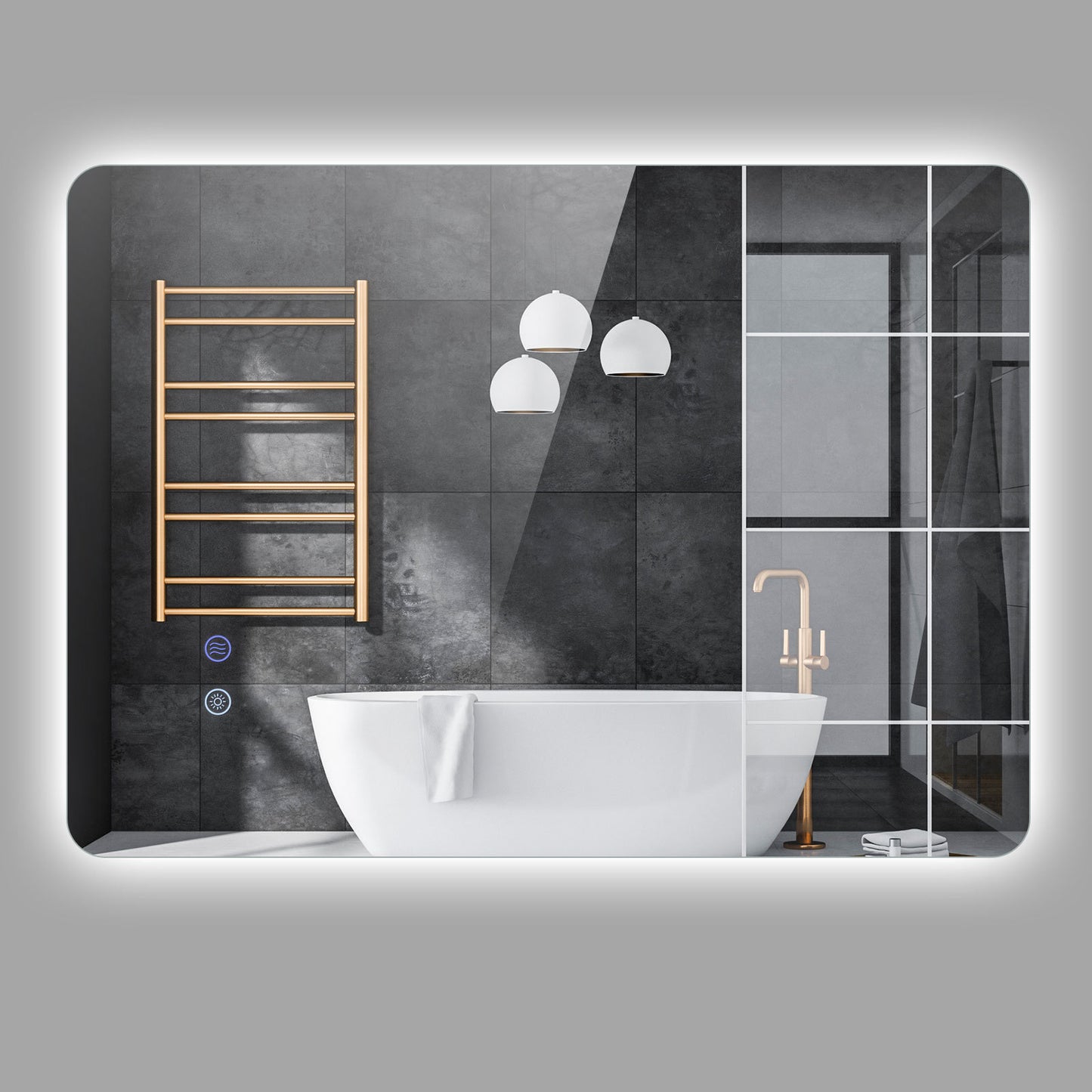 70 cm x 50 cm Rectangle LED Lighted Mirror Wall Mounted Mirror