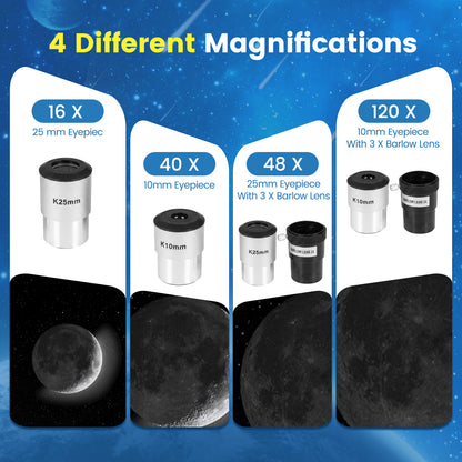 70 mm Refractor Telescope with 2 Eyepieces Adjustable Tripod Phone Mount and Carry Bag-White