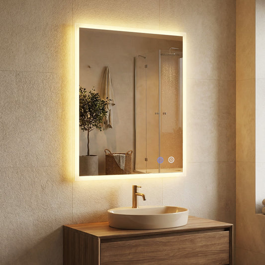 70 x 50 CM LED Bathroom Mirror with Anti-fog and Memory