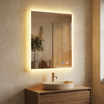 70 x 50 CM LED Bathroom Mirror with Anti-fog and Memory