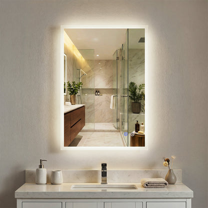 70 x 50 CM LED Bathroom Mirror with Anti-fog and Memory