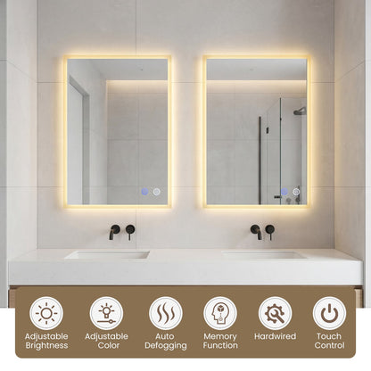 70 x 50 CM LED Bathroom Mirror with Anti-fog and Memory