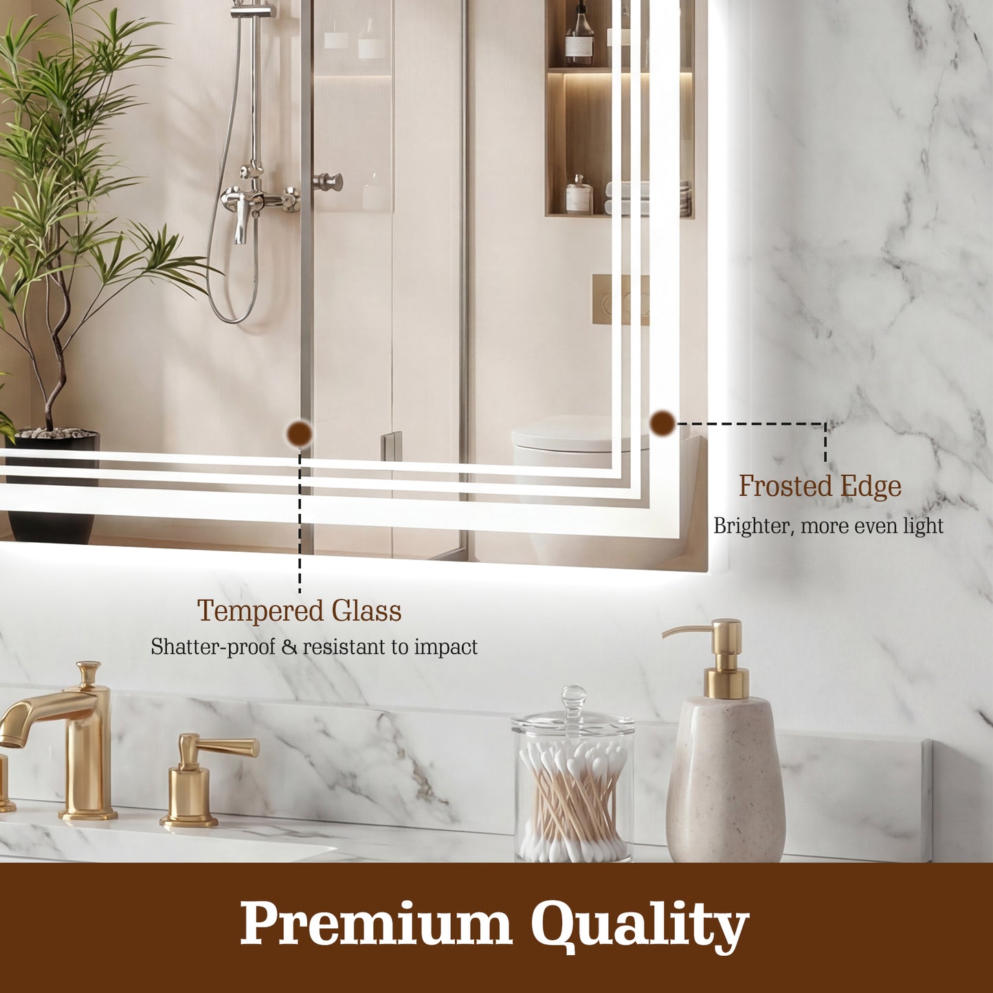 70 x 50 CM LED Rectangular Wall Bathroom Mirror with Anti-fog