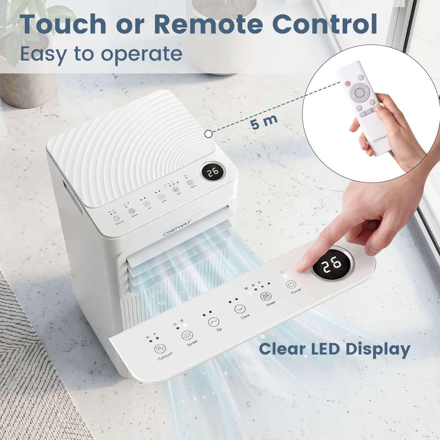 7000 BTU Portable Air Conditioner with Sleep Mode and 24H Timer-White