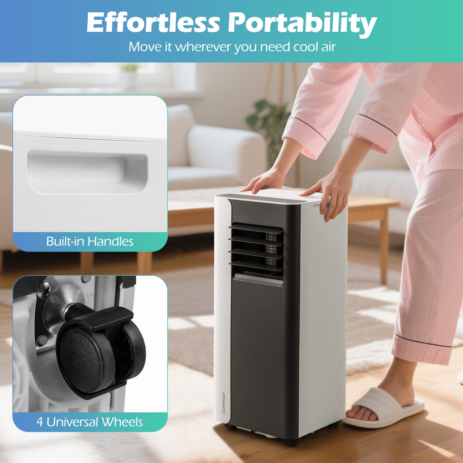 7000 BTU Portable Air Conditioner 4 in 1 Cooling Unit-Black