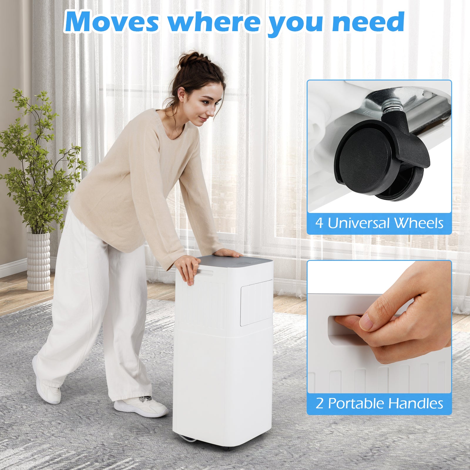 7000 BTU Portable Air Conditioner 4-In-1 Floor AC Unit-White