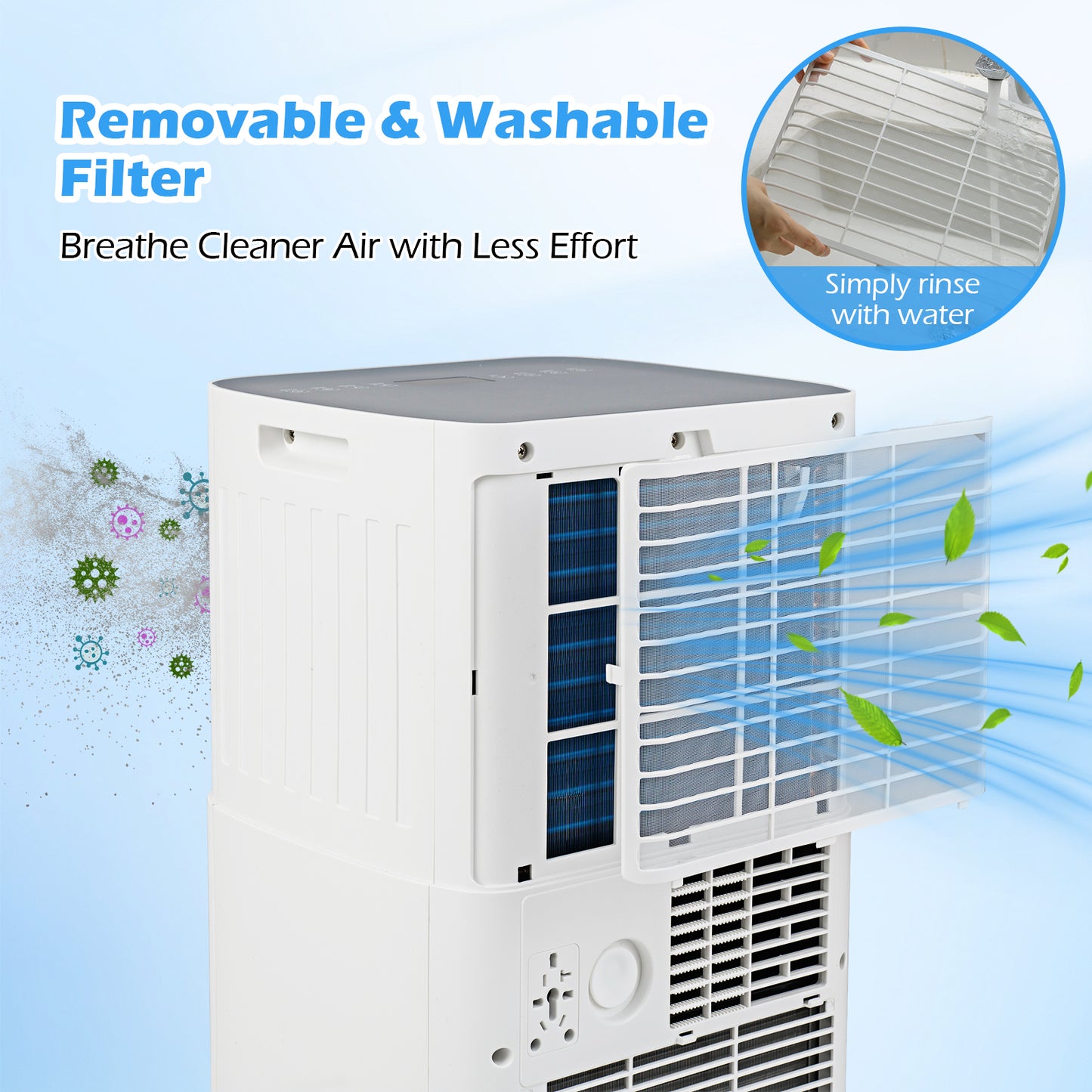 7000 BTU Portable Air Conditioner 4-In-1 Floor AC Unit-White