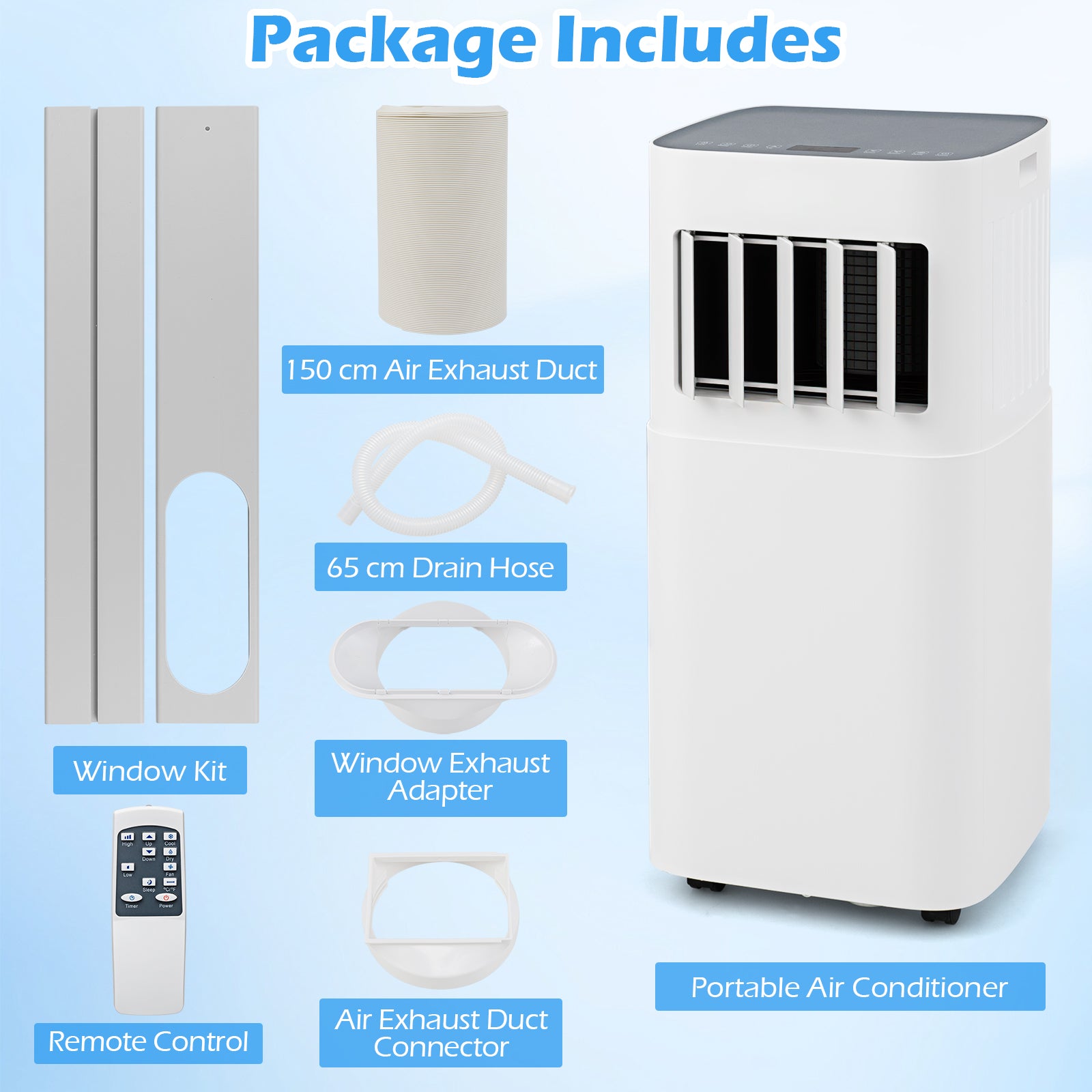 7000 BTU Portable Air Conditioner 4-In-1 Floor AC Unit-White