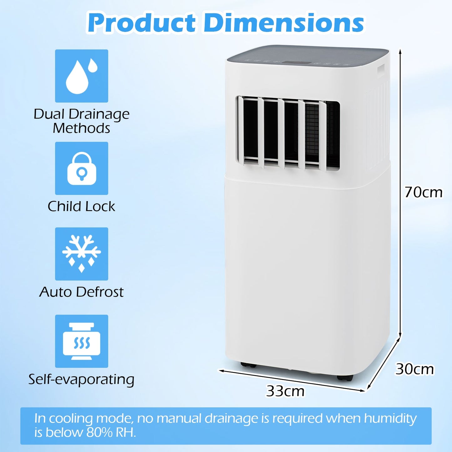 7000 BTU Portable Air Conditioner 4-In-1 Floor AC Unit-White