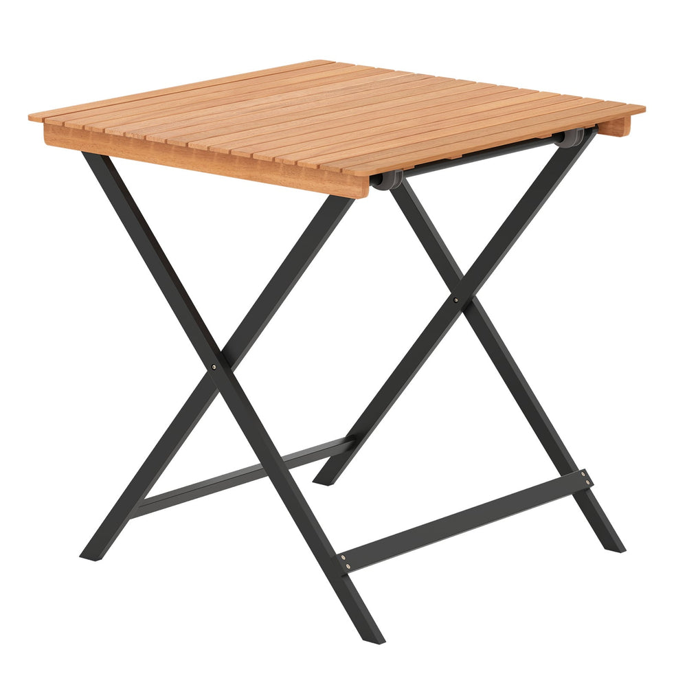 70CM Patio Folding Table with Slatted Tabletop for Backyard