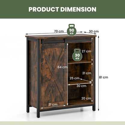 70cm Farmhouse Accent Storage Cabinet Rustic Sideboard Buffet Cabinet-Rustic Brown